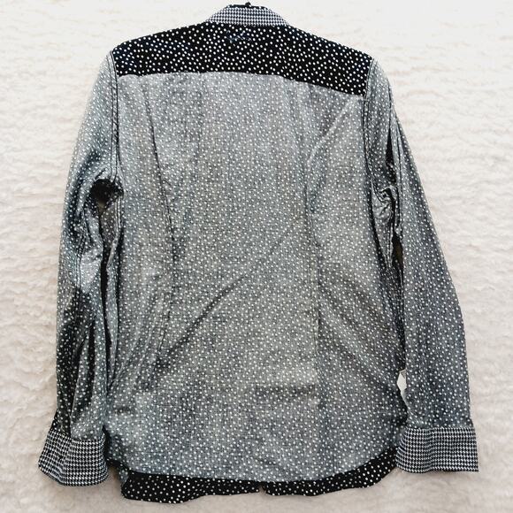 Blouse Sz M Polka Dot Preppy Classic Ralph Lauren Goth Shirt Office Houndstooth - Picture 10 of 12